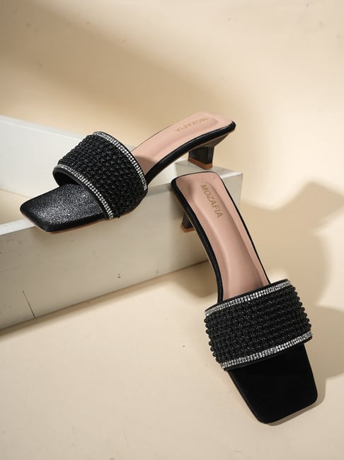 Mozafia Women's Black Casual Sandals-picture-36