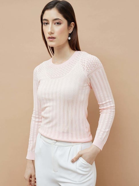 CODE by Lifestyle Women Boat Neck Self Design Long Sleeves Sweaters-picture-11