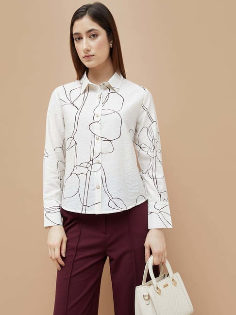 Code By Lifestyle Off White Regular Fit Printed Shirt-picture-38