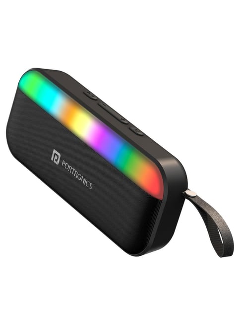 Portronics Plugs 15W Portable Bluetooth Speaker with Inbuilt Mic, Dynamic  RGB Lights Black