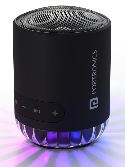 Portronics Soundpot Pro 20W Portable Bluetooth Speaker with in Built Mic, Immersive Sound - Black