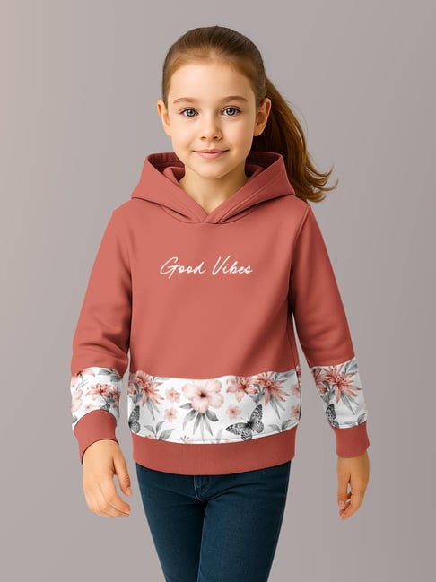 HELLCAT Girls Brown Printed Hoodie