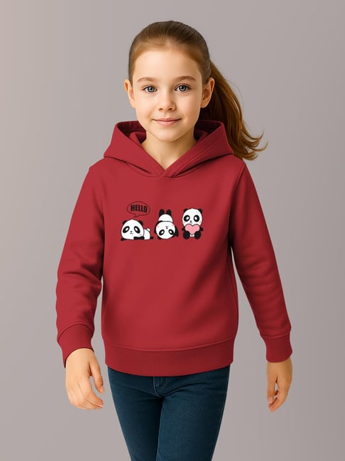 HELLCAT Girls Maroon Printed Hoodie