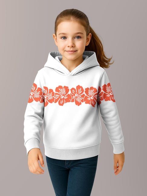 HELLCAT Girls White Printed Hoodie