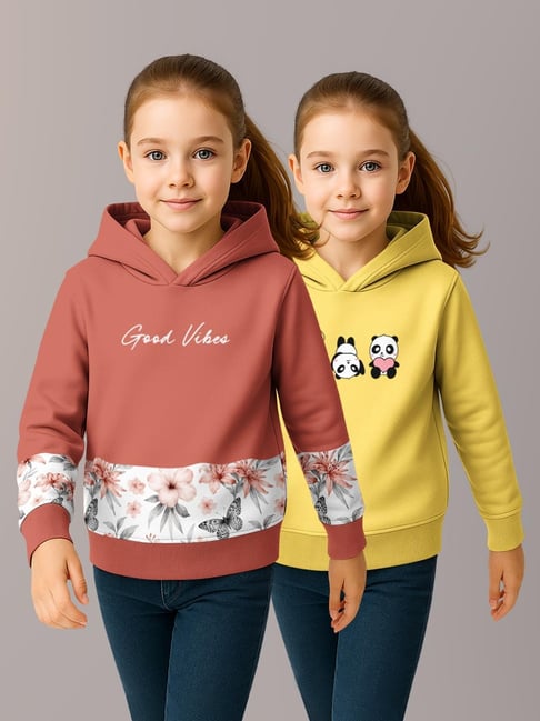 HELLCAT Girls Brown & Yellow Printed Hoodie - Pack of 2-picture-39