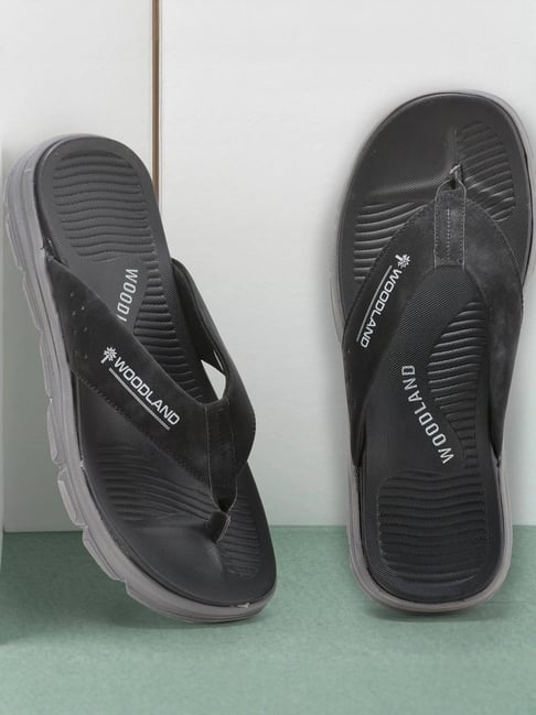 Woodland Men's Black Flip Flops-picture-38