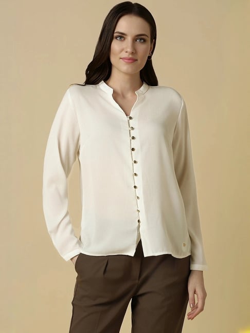 Allen Solly Beige Regular Fit Printed Shirt-picture-41