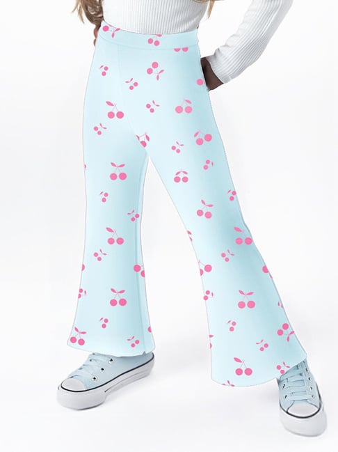 Nauti Nati Girls Blue Cotton Printed Regular Fit Leggings-picture-37