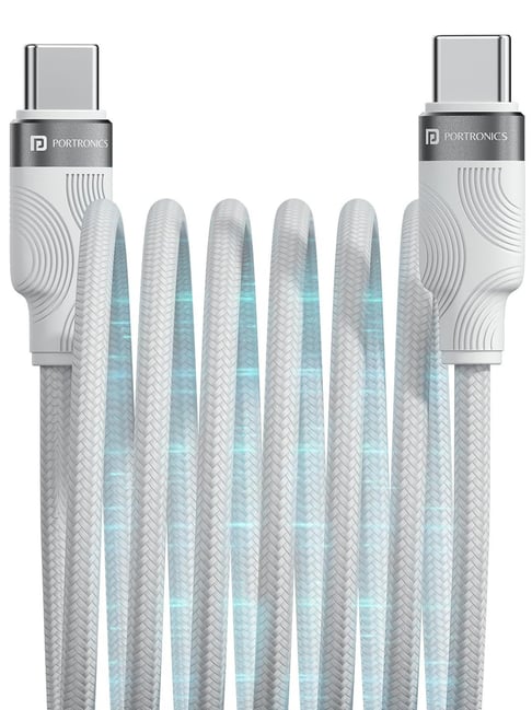 Portronics Snaplink C Square 60W Type C to Type C Magnetic Coiled Cable