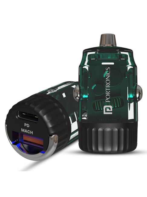 Portronics Car Power View 36W Car Charger, Dual Port, 18W Usb Type-A & 36W Type-C - Black