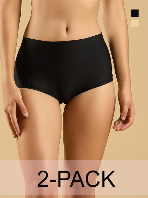 Soie Multi Color Solid Nylon Seamless Mid Waist Full Coverage Boy Shorts with No Visible Panty Line