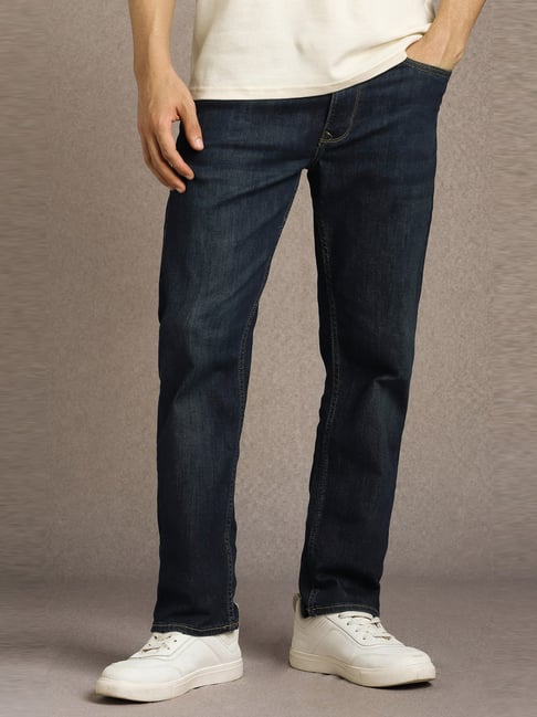 Louis Philippe Navy Cotton Slim Fit Jeans-picture-47