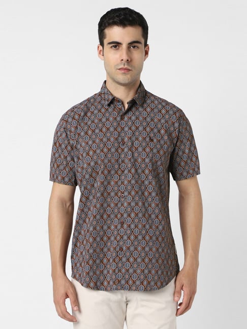 Van Heusen Maroon Cotton Slim Fit Printed Shirt-picture-42