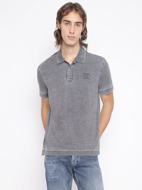 Guess Grey Slim Fit Polo T-Shirt