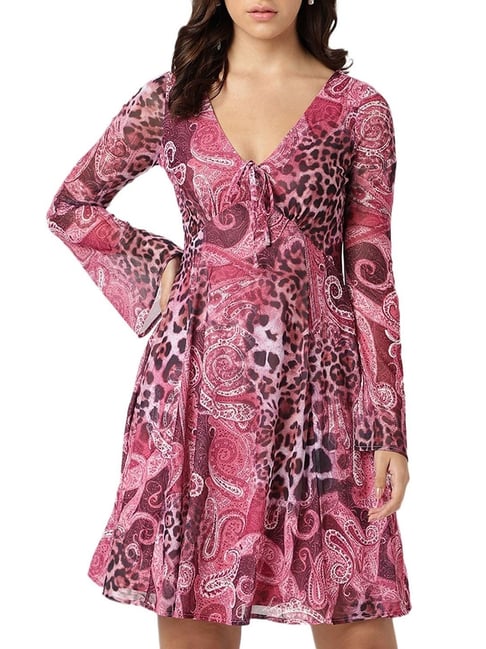 strapless open back dress Pink Mesh Tiered Long Sleeve Maternity Maxi Dress main image 0