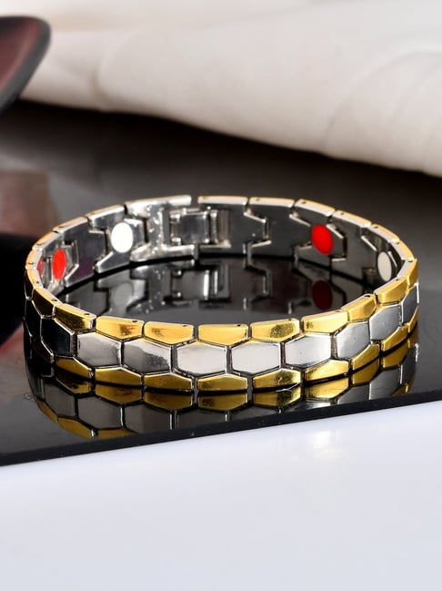 VOJ Silver Gold Plated Minimal Geometrical Shaped Bracelets for Men