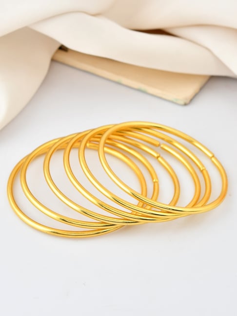 VOJ 18K Gold Toned Anti Tarnish Bangles - Set of 6
