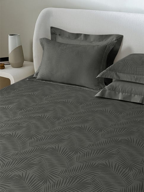 Sansaar Milo Grey Cotton Nature 210 TC Flat King Bedsheet with 2 Pillow Covers-picture-13