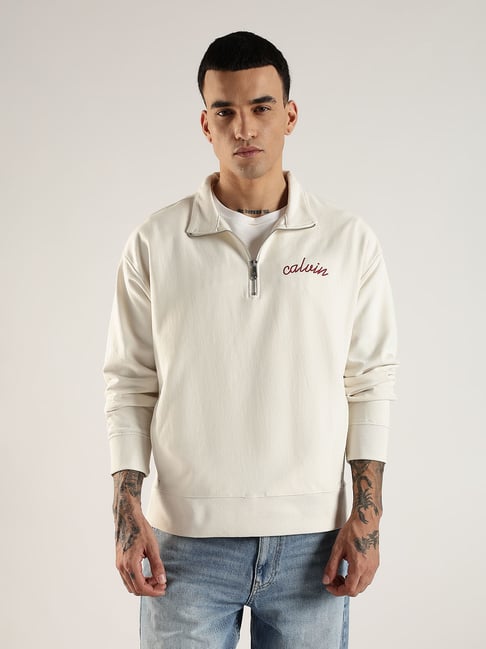 Calvin Klein Jeans White Cotton Regular Fit Sweatshirt-picture-25