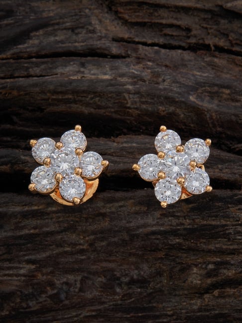 Kushal's Fashion Jewellery White CZ-Jewellery Polished Zircon Stud Earrings-picture-17