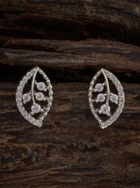 Kushal's Fashion Jewellery White CZ-Jewellery Rodium Polished Zircon Stud Earrings-picture-26