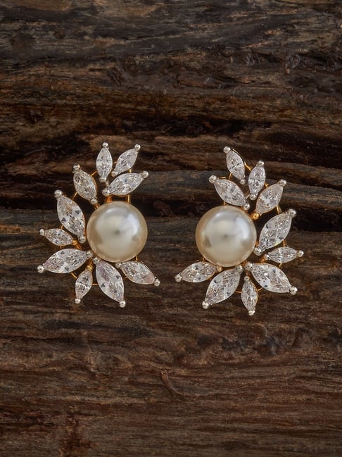 Kushal's Fashion Jewellery White CZ-Jewellery Rodium Polished Zircon Stud Earrings-picture-27