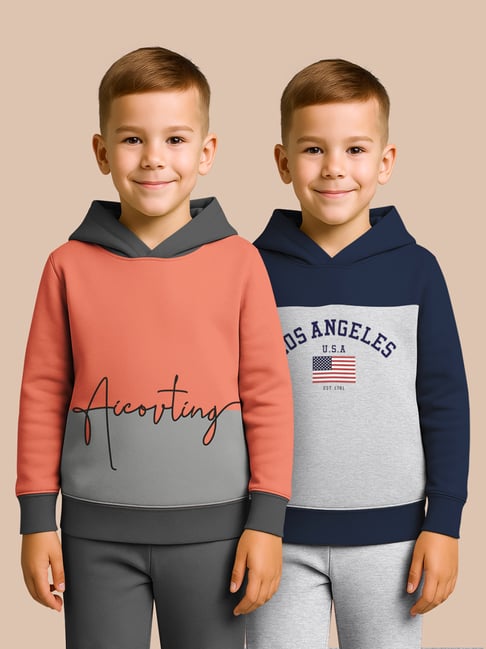 Buy Hellcat Orange and Navy Blue Printed Sweatshirt Pack of