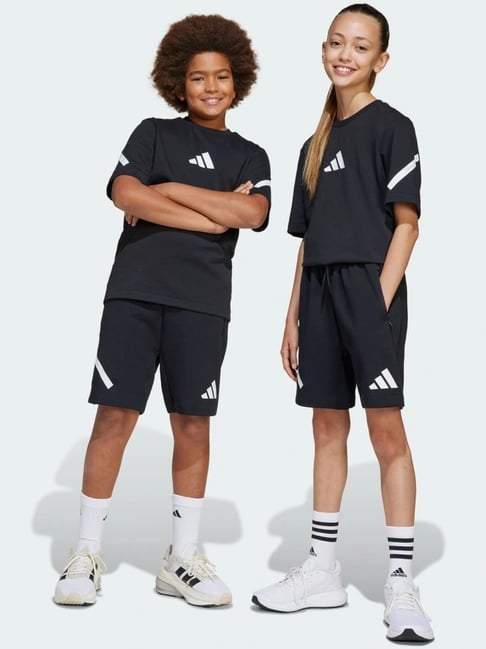 Adidas Black Loose Fit Printed Sports Shorts-image-36