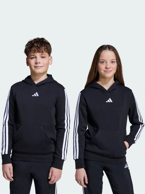Adidas Black Regular Fit Striped Hoodie-image-41
