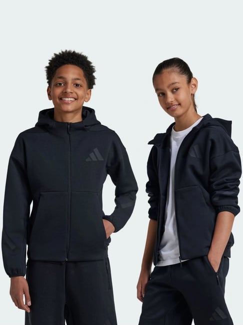 Adidas Black Regular Fit Printed Hoodie-image-42