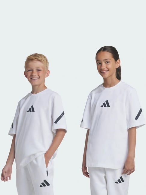 Adidas White Loose Fit Printed Sports T-Shirt-image-12