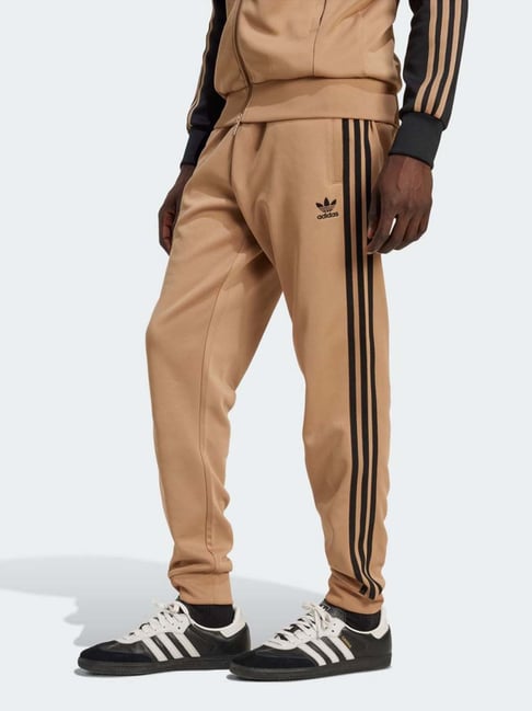 Adidas Originals Brown Slim Fit Striped Trackpants-picture-11