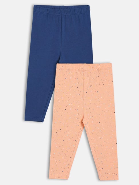 Miniklub Girls Multicolor Knitted Regular Fit Printed Leggings - Pack of 2