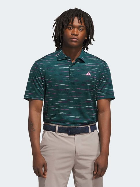 Adidas Green Regular Fit Printed Polo T-Shirt-image-12