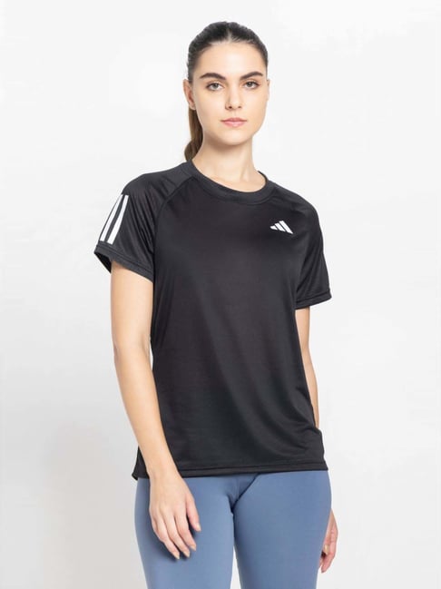 Adidas Black Regular Fit Printed Sports T-Shirt