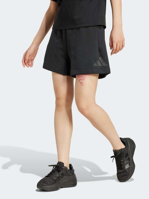 Adidas Black Loose Fit Printed Shorts