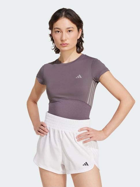 Adidas Grey Tight Fit Printed Sports T-Shirt
