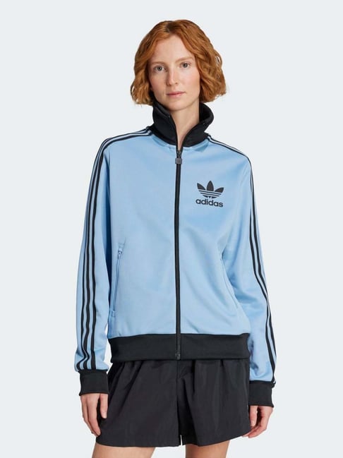 Adidas Originals Blue Regular Fit Striped Jacket