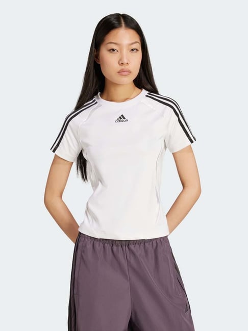 Adidas Originals White Regular Fit Striped Sports T-Shirt-picture-14