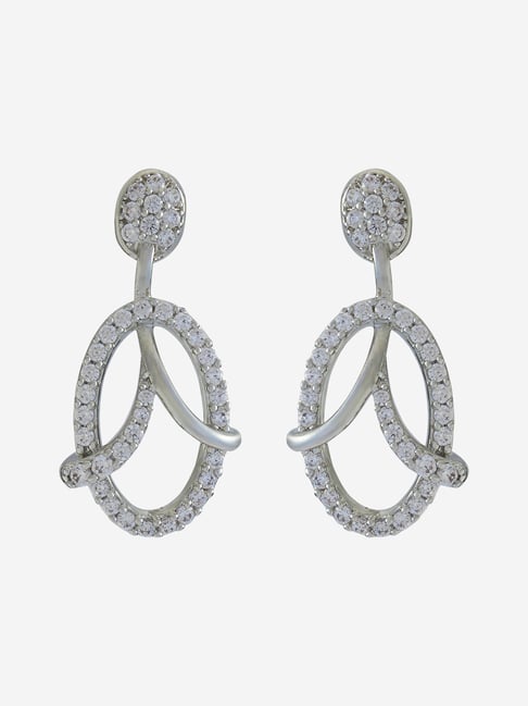 Kushal's Fashion Jewellery White Rhodium Polished Zircon Earrings for Women-picture-19