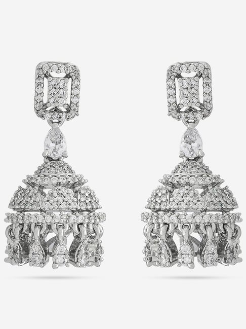 Kushal's Fashion Jewellery White Rhodium Polished Zircon Earrings for Women-picture-16