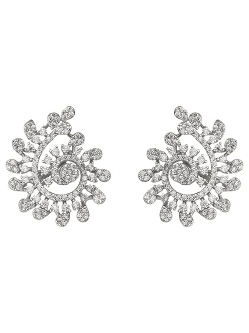 Kushal's Fashion Jewellery White Rhodium Polished Zircon Earrings for Women-picture-15