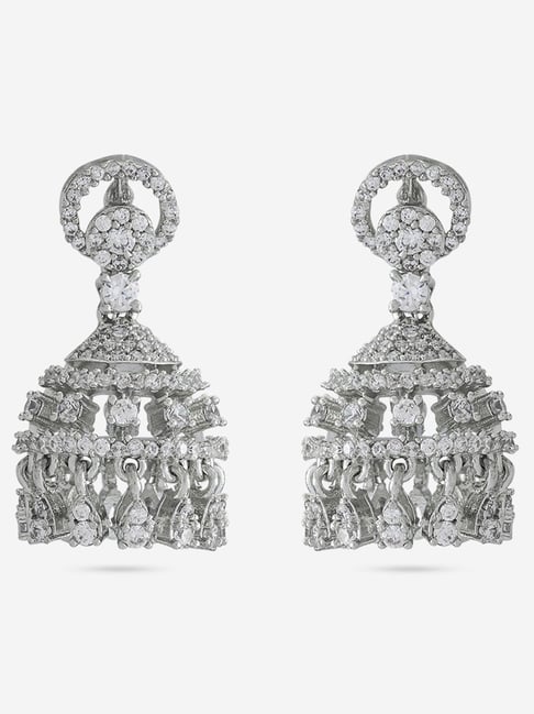 Kushal's Fashion Jewellery White Rhodium Polished Zircon Earrings for Women-picture-17