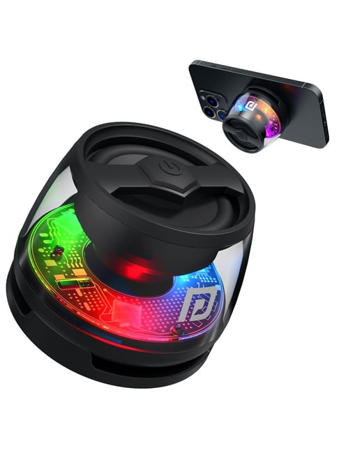 Portronics Nadya 6W Magnetic Bluetooth Speaker with MagSafe Mobile Stand, HD Sound - Black