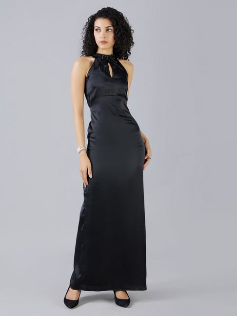 MISH X Black Straight Fit Solid Dress