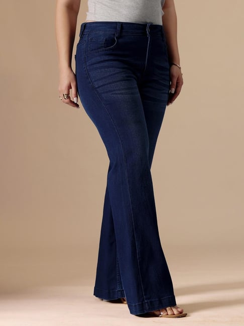 Miss Chase A+ Blue Denim Solid High Rise Jeans