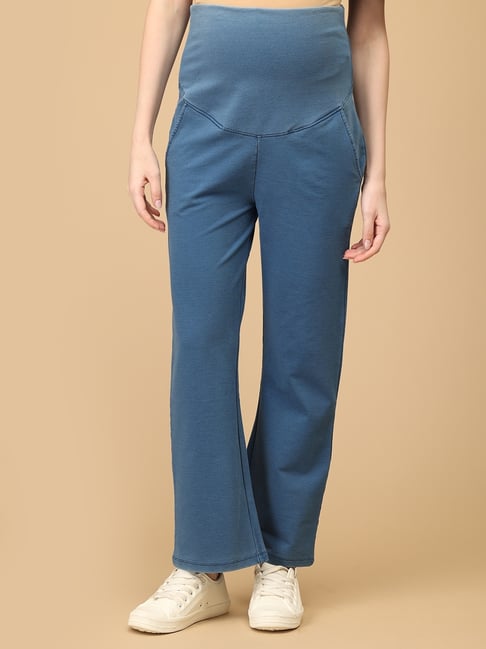 The Mom Store Blue Cotton Lycra Solid Jeans