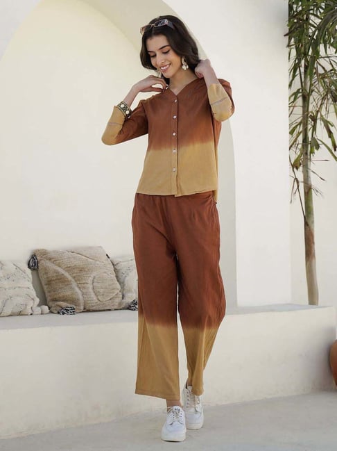 Say Brown Pure Cotton Regular Fit Night Suit