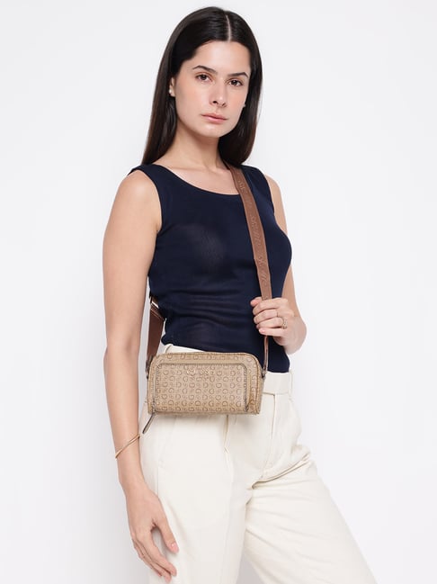 Guess Mocha Saffron Logo Cross Body Bag