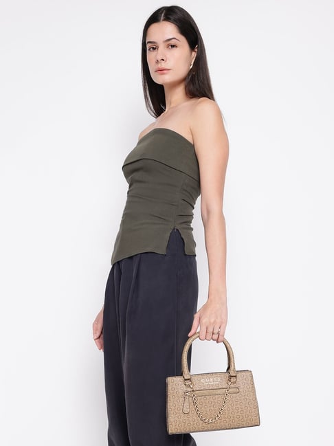 Guess Mocha Saffron Logo Satchel